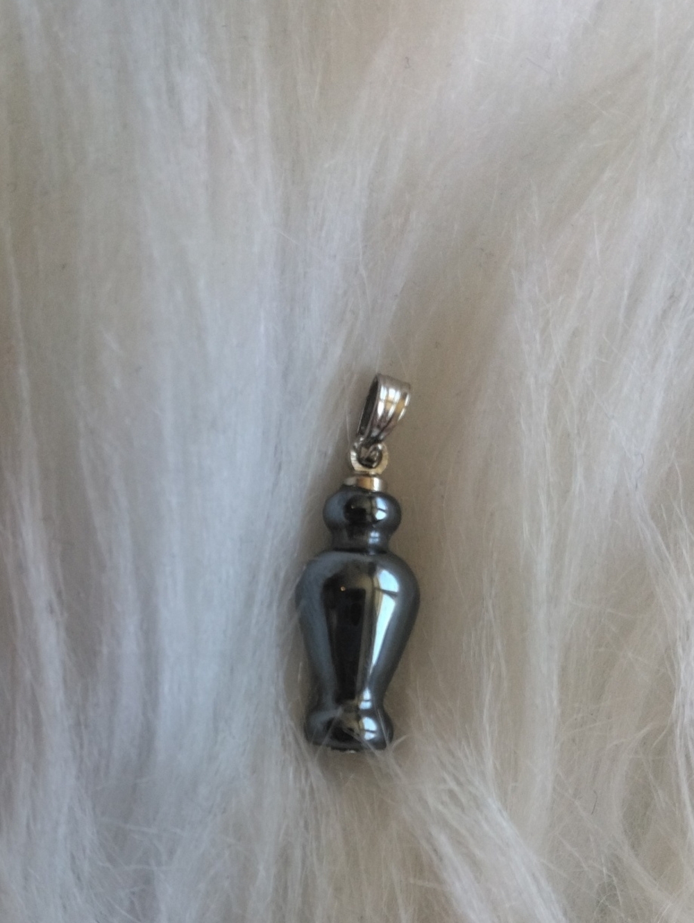 Vintage Dainty Hematite Vase Necklace Pendant